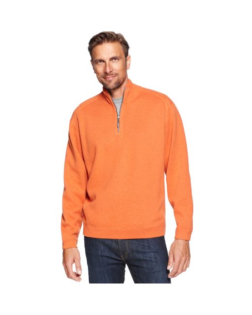Tommy Bahama Orange Flip Side Pro Half Zip Reversible Sweater for men