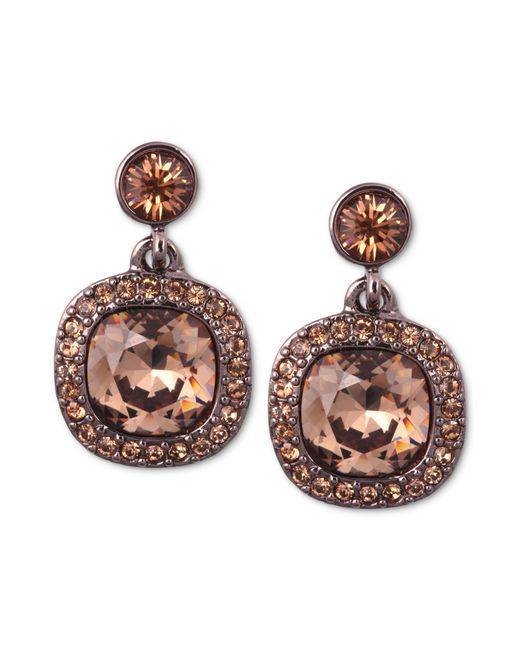 Givenchy Brown Gold Tone Light Smoky Topaz Glass Stone Drop