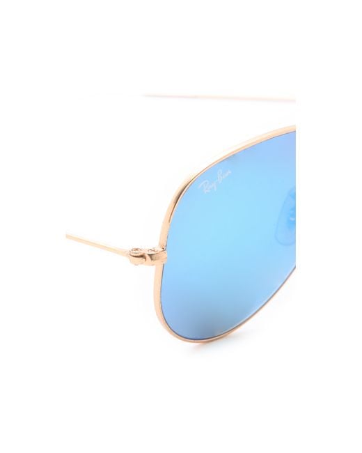 Ray Ban Mirrored Matte Classic Aviator Sunglasses In Gold Matte Gold Blue Mirror Lyst