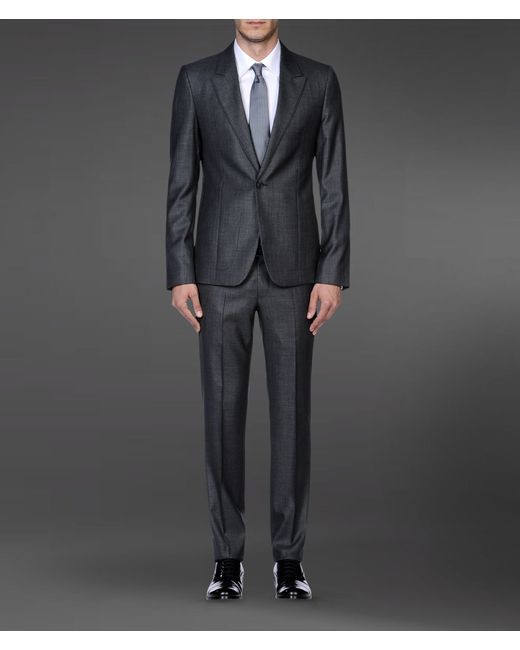 Grey Emporio Armani Tweed Suit Jacket in Grey for Men Mens Clothing Suits 