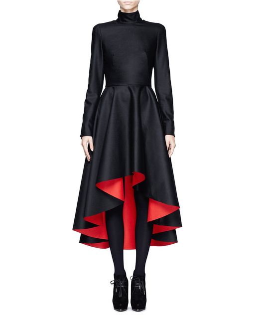 Alexander McQueen Black Mandarin Collar High-low Dress