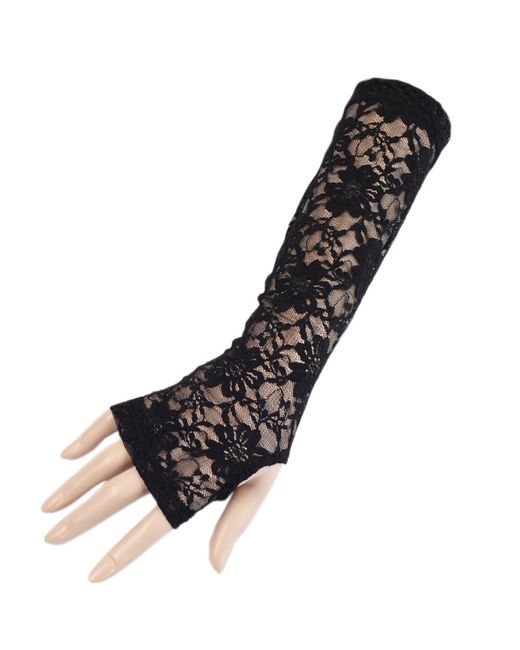 Black Long Black Lace Fingerless Gloves Description Delivery & Returns ...