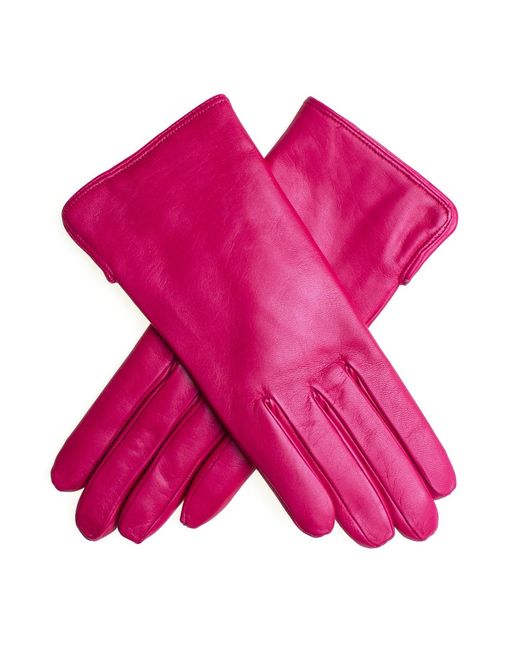 Black.co.uk Pink Fuchsia Leather Gloves With Cashmere Lining