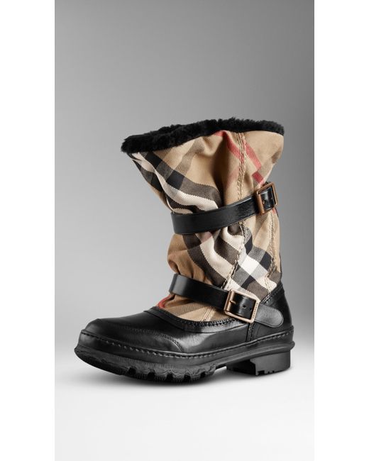Burberry Brown House Check Snow Boots for men