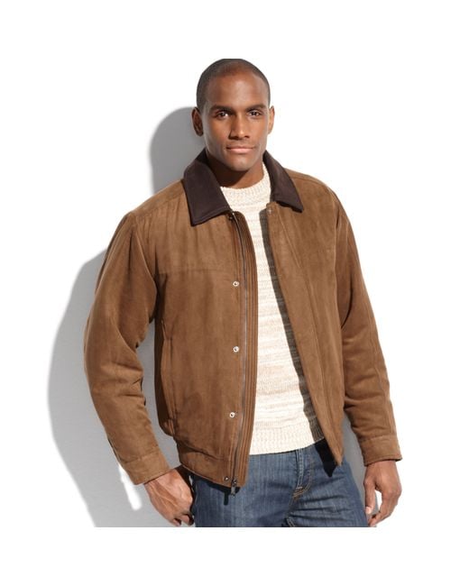 Weatherproof Brown Micro-suede Bomber Jacket for men