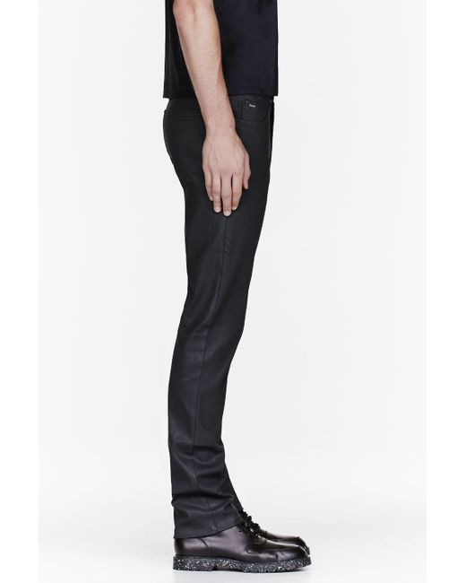 Saint Laurent Black Coated Skinny-Fit Jeans – BlackSkinny
