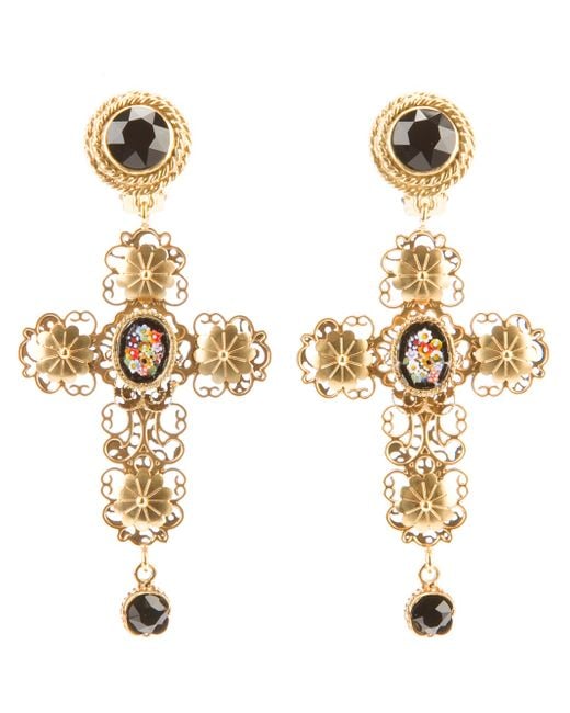 Dolce & Gabbana Metallic Cross Earrings
