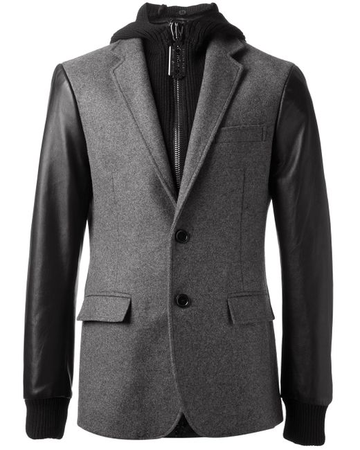 Philipp Plein Hooded Blazer in Gray for Men | Lyst