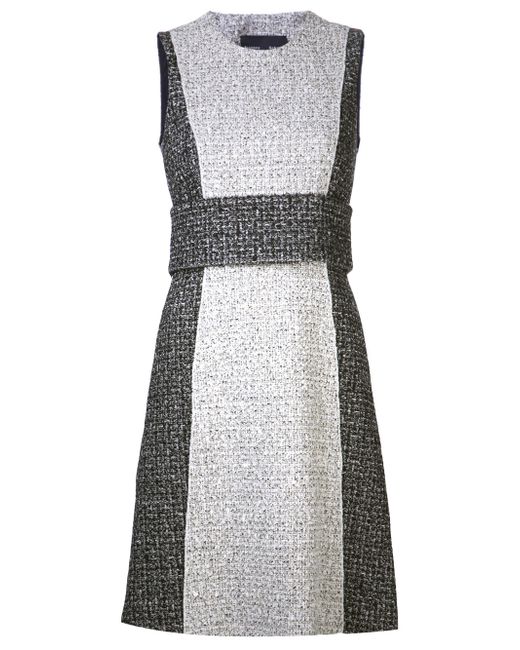 Proenza Schouler Belted Tweed Dress in White (Gray) | Lyst