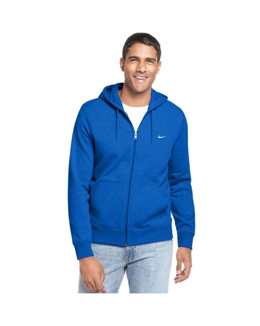 Nike Classic Fleece Full Zip Hoodie in Blue for Men | Lyst