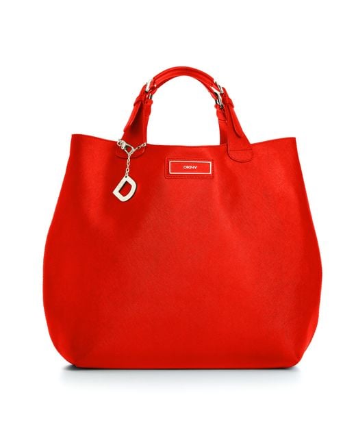 DKNY Dkny Handbag Saffiano Leather Large North South Tote in Red