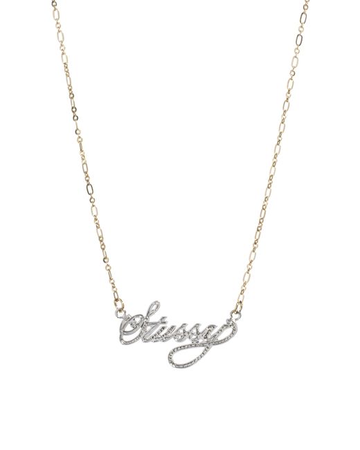 Stussy Metallic Name Plate Necklace