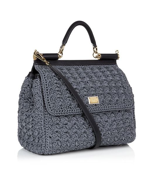 Dolce & Gabbana Gray Miss Sicily Classic Crochet Bag