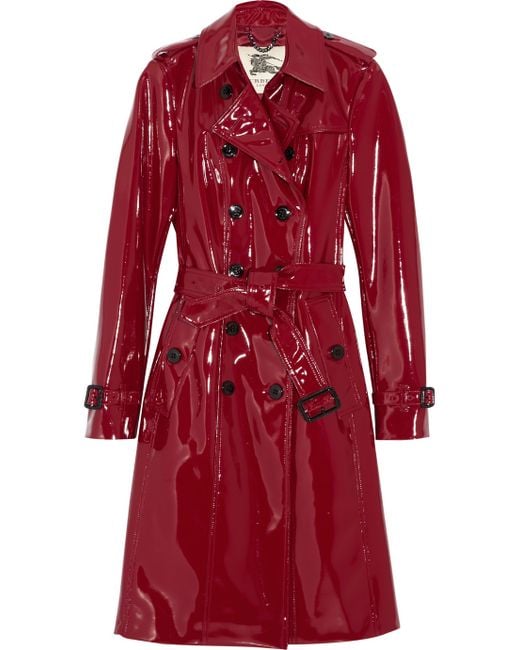 Burberry Glossed-vinyl Trench Coat in Red | Lyst UK