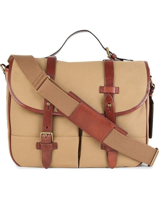 Ralph Lauren Brown Canvas And Leather Messenger Bag for men