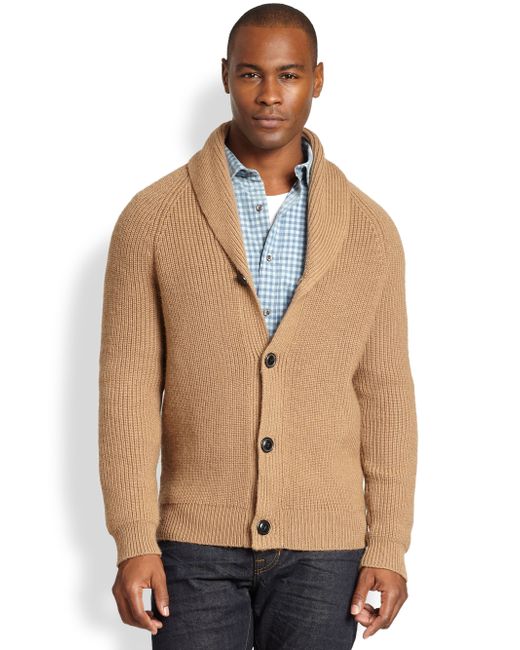 Vince Shawl Collar Cardigan in Brown for Men | Lyst