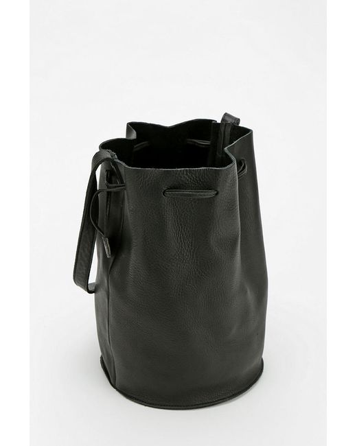 Urban Outfitters Black Baggu Leather Drawstring Bucket Bag