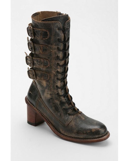 Urban Outfitters Brown Bed Stu Fiona Distressed Buckle Boot
