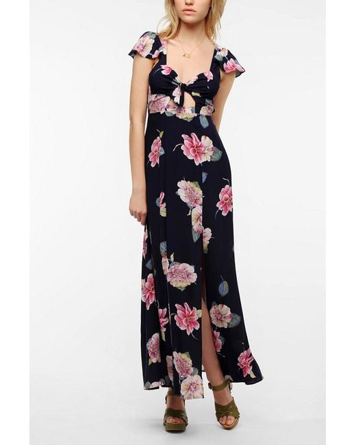 Urban Outfitters Black Reformed By The Reformation Flora Fauna Maxi Dress