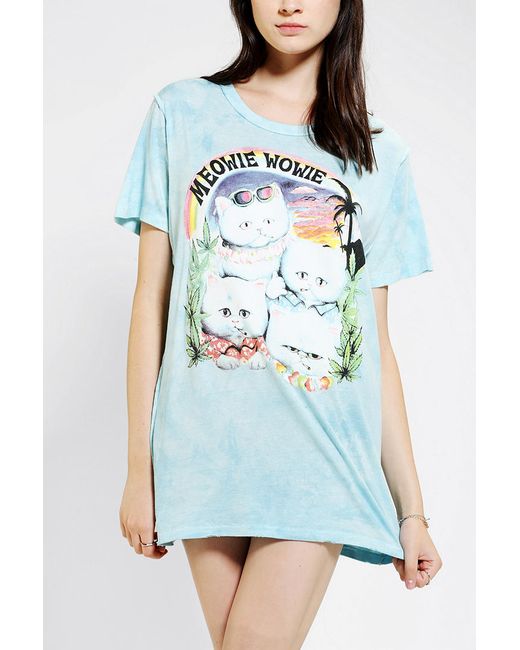 Urban Outfitters Unif Meowie Wowie Boyfriend Tee in Blue Lyst