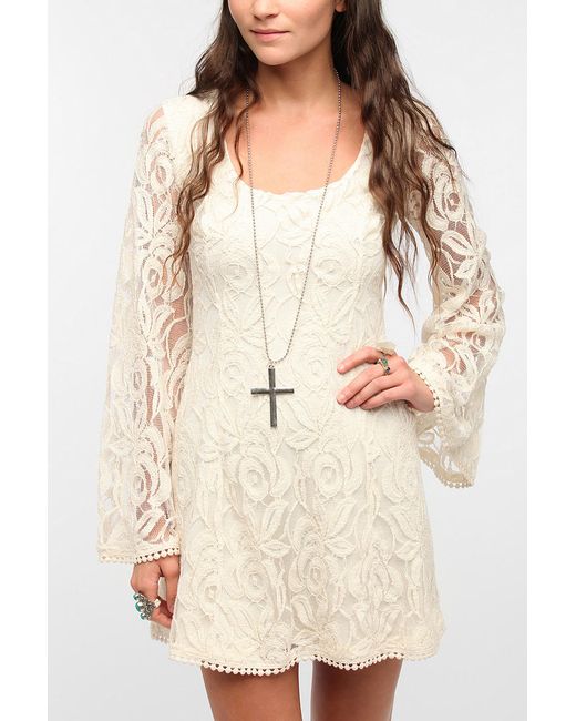 Staring At Stars White Staring At Stars Lace Bell Sleeve Dress