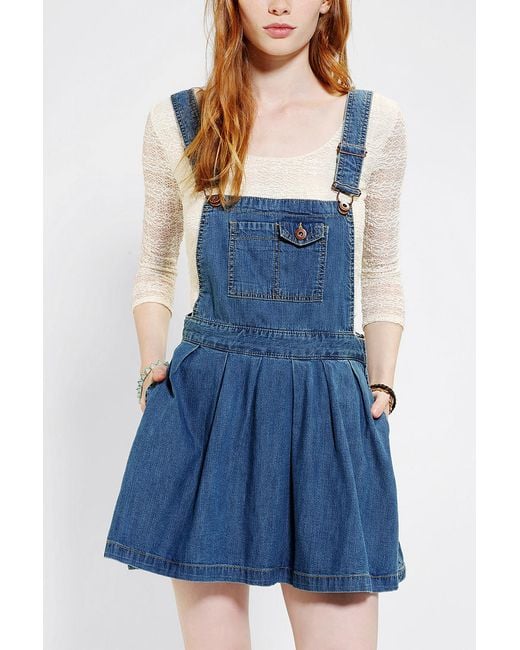 Urban Outfitters Blue Coincidence Chance Pleated Denim Overall Skirt