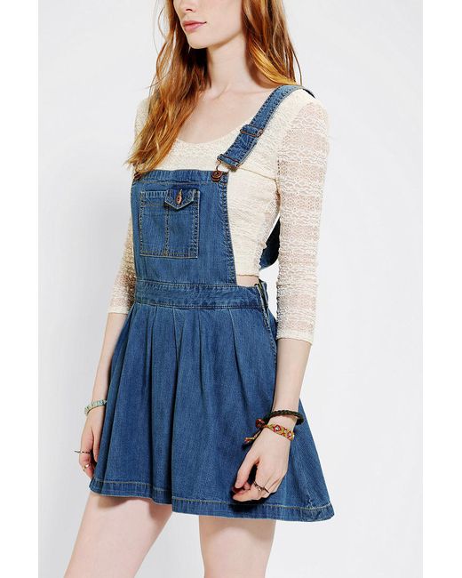Urban Outfitters Coincidence Chance Pleated Denim Overall Skirt in Blue |  Lyst