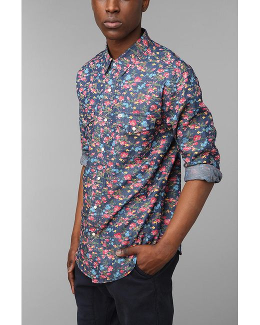 Smoky Floral Western Shirt in Indigo 