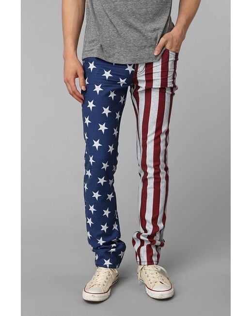 Urban Outfitters Red City Waxed Flag Skinny Jean for men