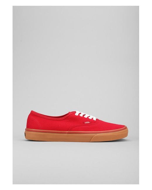 Vans Authentic Gum Sole Sneaker in Red for Men | Lyst