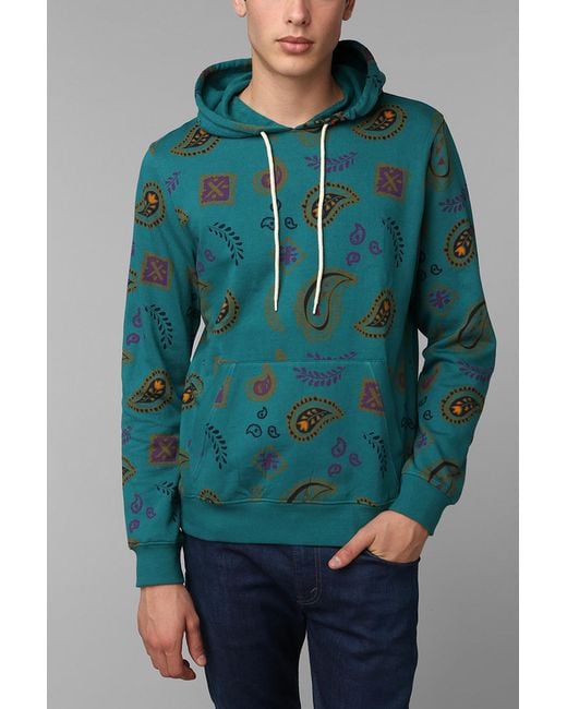 Urban Outfitters Blue Character Hero Paisley Pullover Hoodie Sweatshirt for men