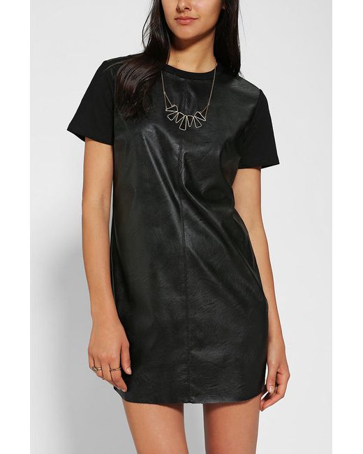 Urban Outfitters Black Lucca Couture Faux Leather T-Shirt Dress