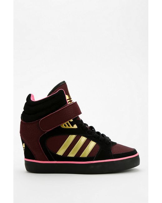 maroon adidas high tops