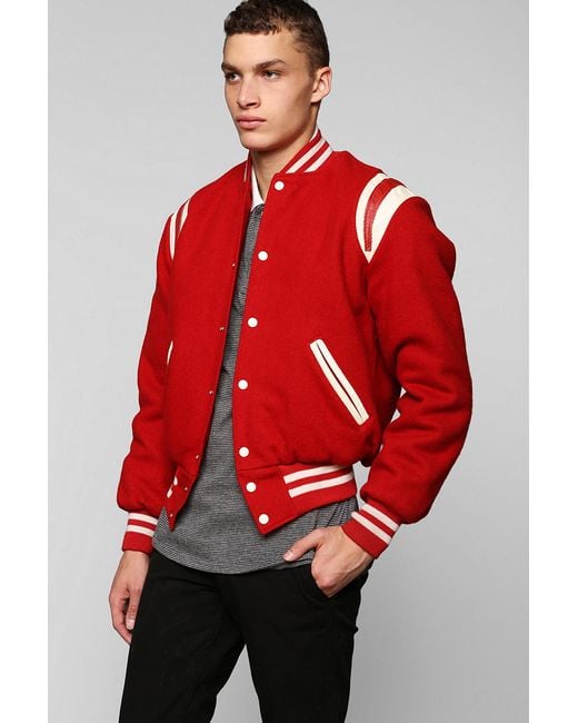 Urban Outfitters Vintage Red Varsity Jacket for men