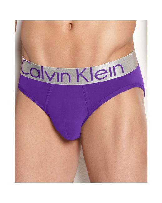 Calvin Klein Steel Microfiber Hip Brief in Purple for Men