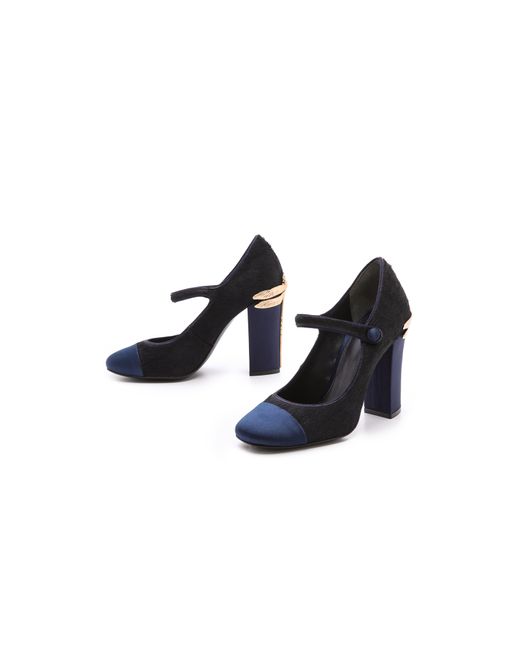 Tory Burch Imogene Mary Jane Haircalf Pumps in Blue | Lyst