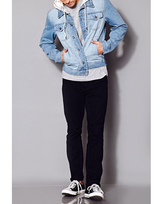 Forever 21 Fresh Hooded Denim Jacket in 