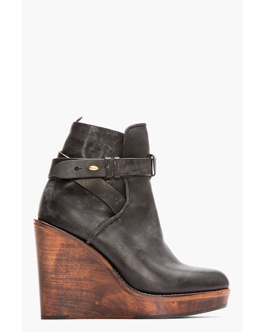 Leather Emery Wooden Wedge Boots | Lyst