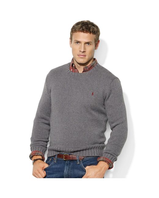 Ralph Lauren Gray Crew Neck Cotton Sweater for men