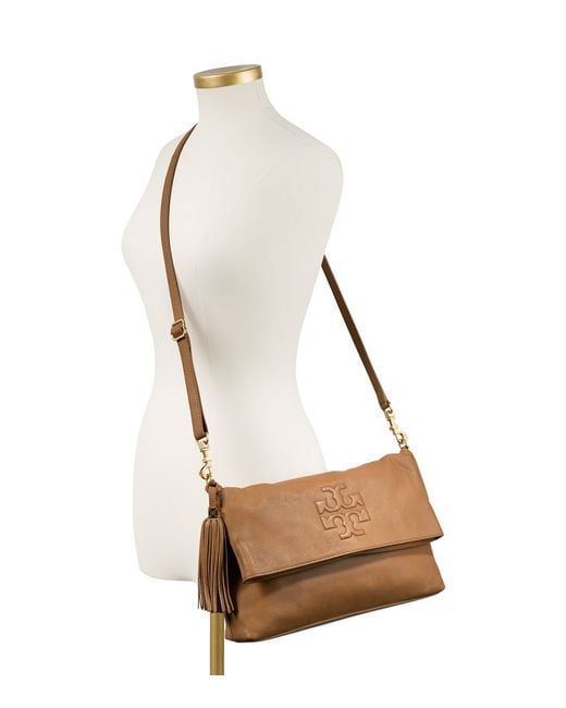 Tory Burch Thea Fold-over Cross-body in Brown | Lyst