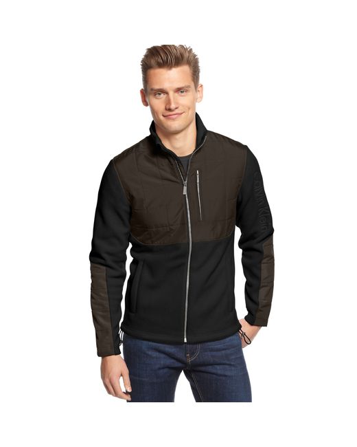 Calvin Klein Full Zipper Fleece Jacket in Black for Men | Lyst