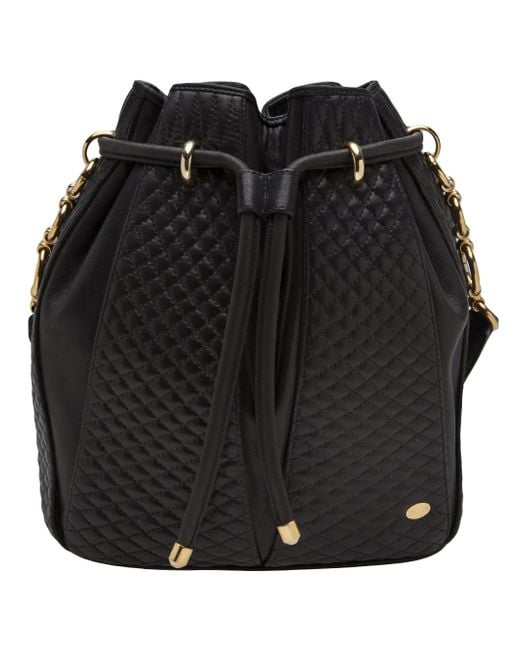 Bally Black Quilted Leather Drawstring Bag