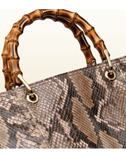 Gucci - Bamboo Shopper Python Leather Tote Green