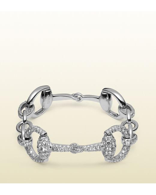 Gucci Horsebit Diamond Bracelet in White Gold