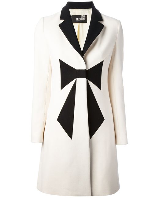 Love Moschino White Bow Front Coat