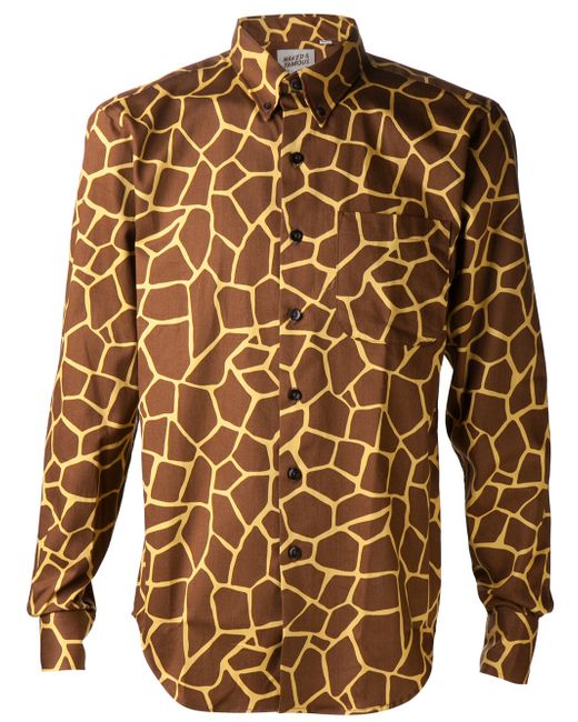 Naked & Famous Brown Giraffe Print Shirt for men