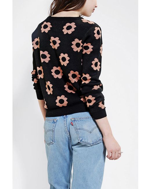 Urban Outfitters Black Daisy Sweater