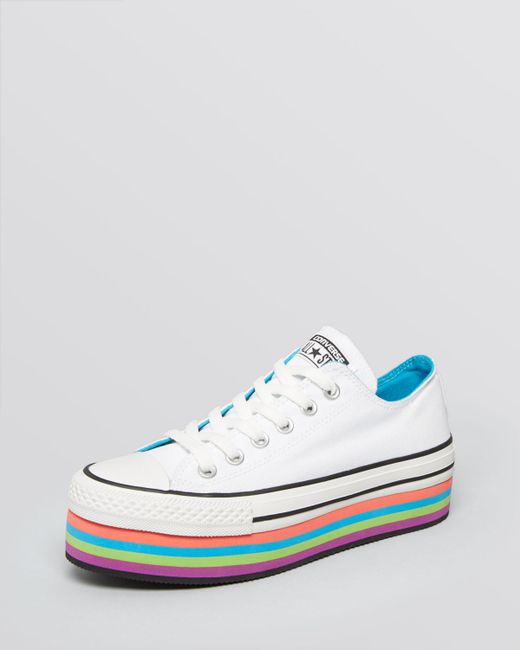 Converse Lace Up Platform Sneakers All Star Multicolor in White | Lyst