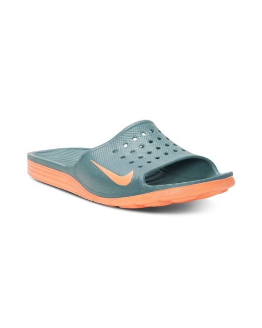 Nike Benassi Solarsoft Slide Sandals in Green for Men | Lyst