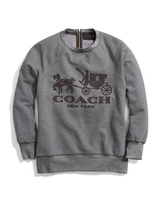 COACH Horse and Carriage Sweatshirt with Leather in Gray | Lyst COACH Horse and Carriage Sweatshirt with Leather in Gray | Lyst